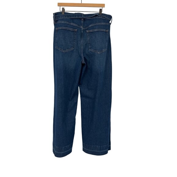 Gap Jeans Womens High Rise wide leg size 16 R Denim belted released hem New - Picture 5 of 9